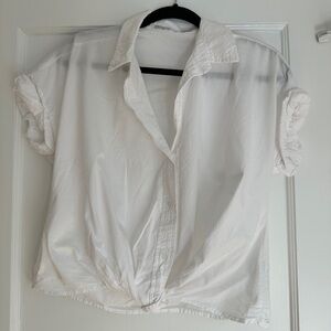 Stateside Short-Sleeve White Button Down, Size XS